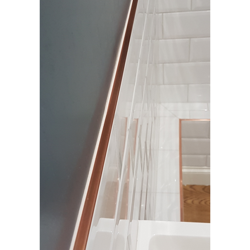 Straight Edge BRUSHED Solid Copper Tile Trim 2.5m by PREMTOOL Buy Metal Tile Trim Online